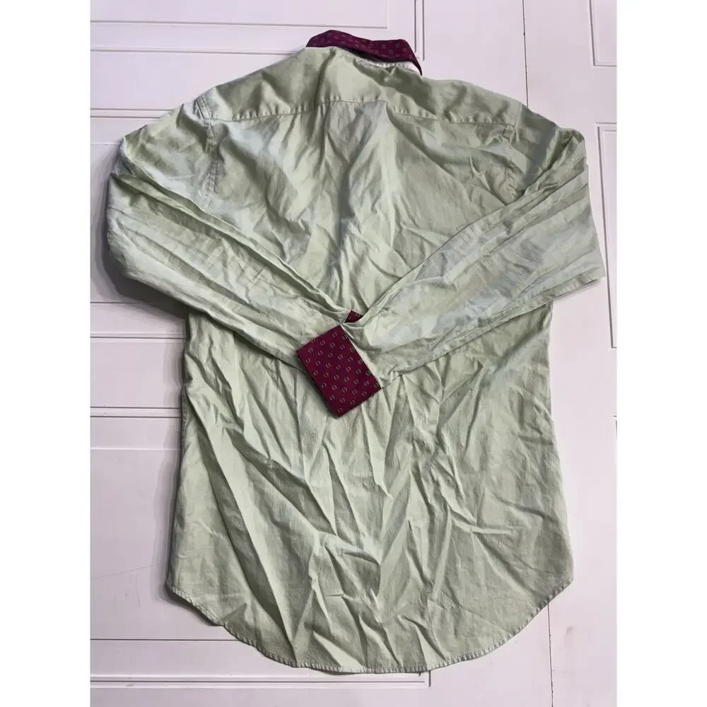 Oxford Hounds Luxury Mint Green Pink Collar Button Up Shirt Men’s Size Medium - Picture 7 of 7